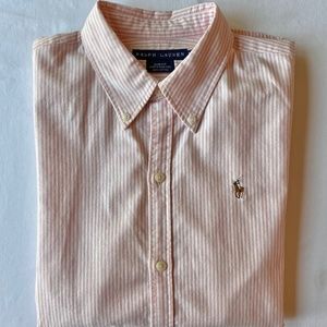 Ralph Lauren Pink / White Stripe Boys Dress Shirt Size 10 Slim